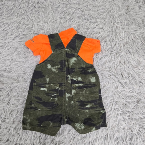 Carhartt Bodysuit Overalls Set Kids 6M Orange Camo Excellent SD8852-B 2pc - Picture 5 of 6